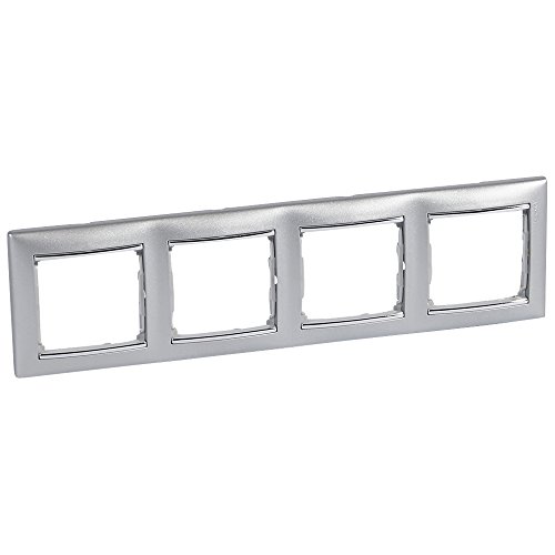Placa de 4 elementos VL con acabado de aluminio plata horizontal antihuellas 2