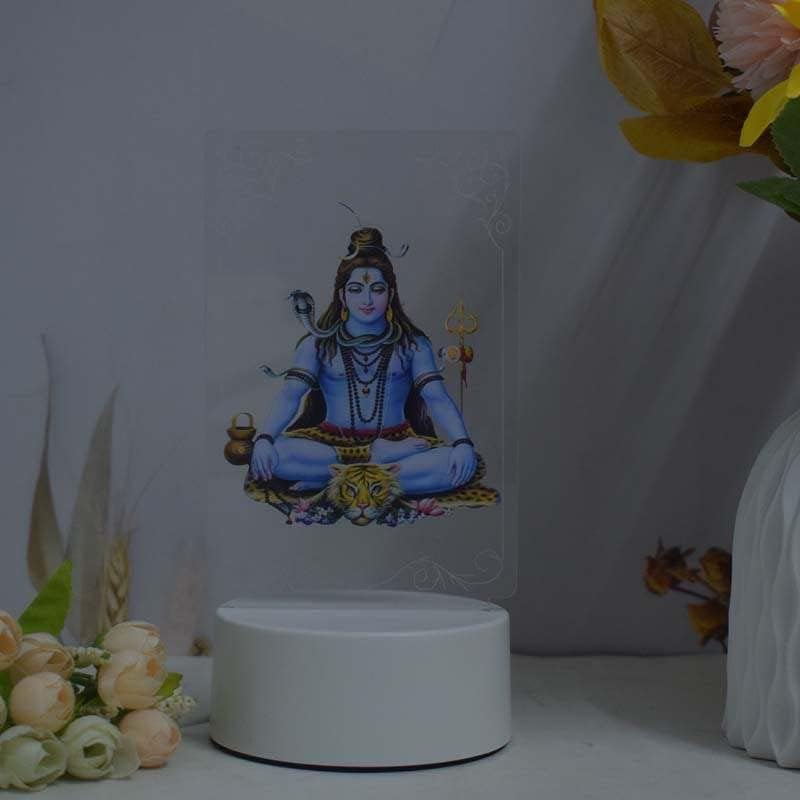 Beautiful 3D Lord Shiva Frame with Soft White Light. UV Printed LED Night Light for Hindu, Indian Community. Bedside Table lamp and Décor for Living Rooms. (Lord Shiva)