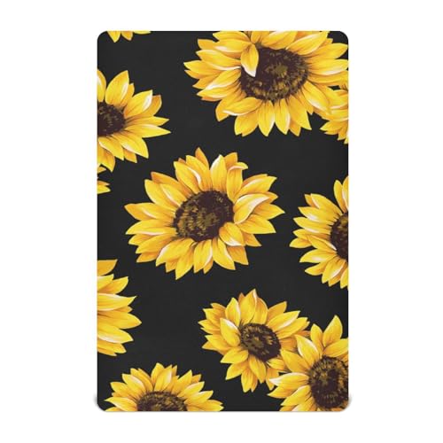 Image of Black Sunflowers Fitted Crib Sheet for Boys Girls Baby Crib Sheet Crib Mattress Sheet Playpen Sheets for Toddler Girl Boy,52 X 28 in