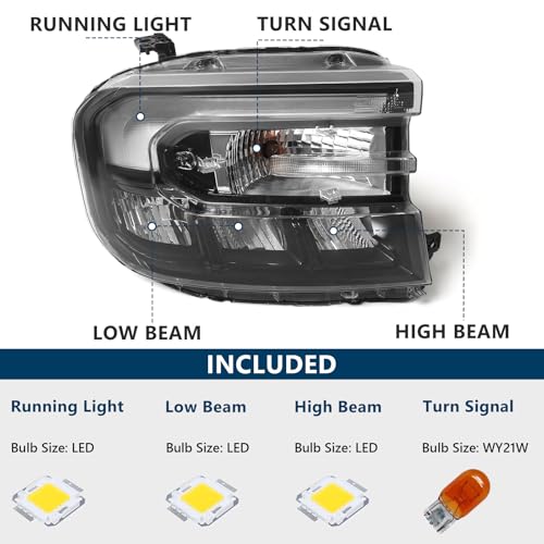 Headlight Assembly w/LED DRL Compatible with Ford Maverick 2023 2024 Black Housing Front Light Headlamp Right Passenger Side RH by KACHIR - Used condition - Image 4