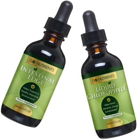 Go Nutrients Intestinal Edge + Liquid Chlorophyll - Effective Detox, Cleanse & Energy Combo | No GMO’s | No Preservatives