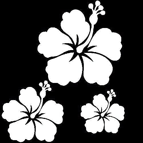 kdosublim Stickers Autocollants 3 Fleurs d'hibiscus Blanches Cover