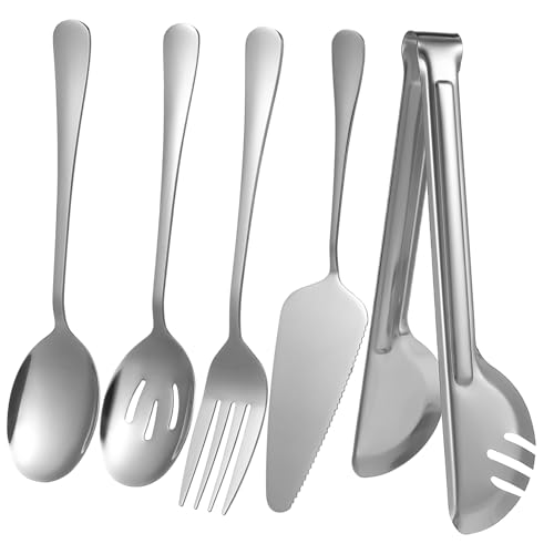 Alipis Utensilios de Cocina de Acero Inoxidable Pinzas Cucharas y Tenedores Grandes para Servir Ensaladas Pizzas y Aperitivos Buffets y Fiestas