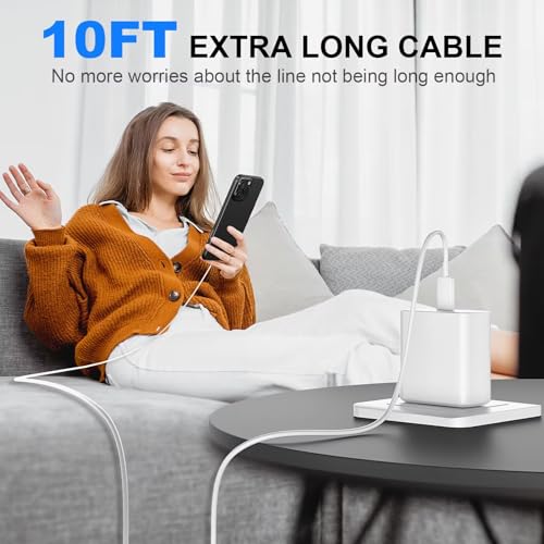Image of Phone 17 16 Pro Max Charger Fast Charging,45W Phones 17 Charger Type C Chargers USB C Charge Block &10FT Long C Charging Cables Cord for i.Phone 17 /17Pro / 17 ProMax /Air /Phone 16 15 Pro Max,Black /White