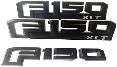 3pcs Black/White F-150 XLT Fender Emblems, F150 Rear Tailgate Decal 3D Badge Nameplate Replacement for 2015 -2019 F-150