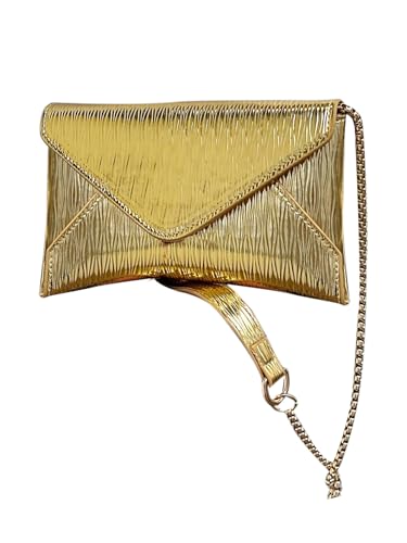 GORGLITTER Women's Gold Metallic Crossbody Purse Envelope Chain Mini Evening Handbag