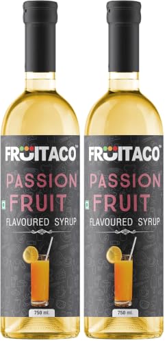 Image of Fruitaco Passion Fruit Syrup : Perfect Mixer For Enhancing Mocktails & Cocktails, Shakes, Drinks, And Mojitos At Parties, Conveniently Packaged In A 750Ml Bottle| Non-Alcoholic (Pack of 2)