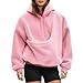 Generisch Hoodie Damen, Pullover Damen mit großer Tasche für Pet Weicher Freizeit Hundetasche Pouch Kapuzenjacke für Frauen Trendy Fleece Sweatshirt mit Haustier-Tasche 005 Rosa M