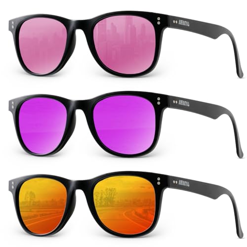 Image of Polarized Sunglasses for Men and Women Sunglasses Color Mirror Lens UV Protection for Driving Running Fishing(3 Pack)