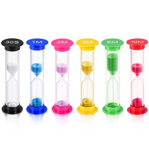 Sand Timer, KISEER 6 Pcs Colorful Hourglass Sandglass Sand Clock Timers Set 30sec / 1min / 2mins /...