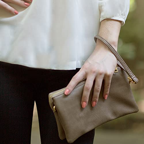 Humble Chic Vegan Leather Wristlet Wallets For Women, Phone Clutch Or Small Purse Crossbody Bag, Includes Adjustable Shoulder And Wrist Straps, Taupe Brown, Tan #TOP2