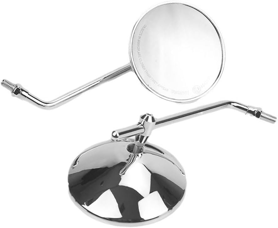Motorcycle Side Mirror 4'' Convex Mirror Rearview Round Mirrors 10mm for Motorcycle Scooter Electric bike -(Silver)