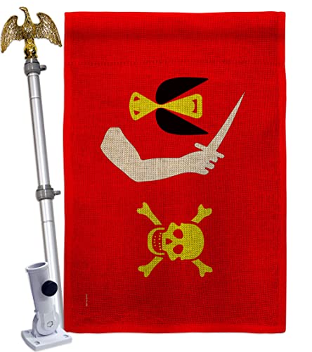 Christopher Moody House Flag - Eagle Set Coastal Pirate Ship Skull Treasure Map Carribean Jolly Blackbeard Jack - Decoration Banner Small Garden Yard Gift Double-Sided Made in USA 28 X 40