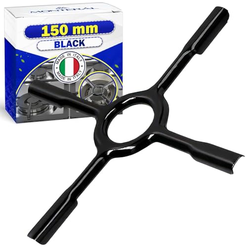 Universalle Gasherd Aufsatz 150 mm aus Emailliertem Schwarzem Metall - Verwendet wie Espressokocher und Campingkocher Aufsatz - MADE IN ITALY - MONTERAL