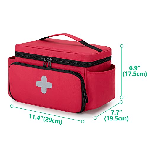 Curmio Small Medicine Storage Bag Empty, Family First Aid Box, Pill Bottle Organizer For Emergency Medical Supplies, Red (Bag Only, Patent Pending) #TOP5