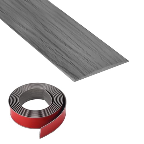 Farady - Vinyl Floor Transition Strip, Self Adhesive Floor Cover Strips PVC Laminate Threshold Strip Bar Flat Divider Strip for Joining Floor Gaps, Doorways Threshold, Carpet, 2" Wide (Gray Wood Grain, 10Ft)