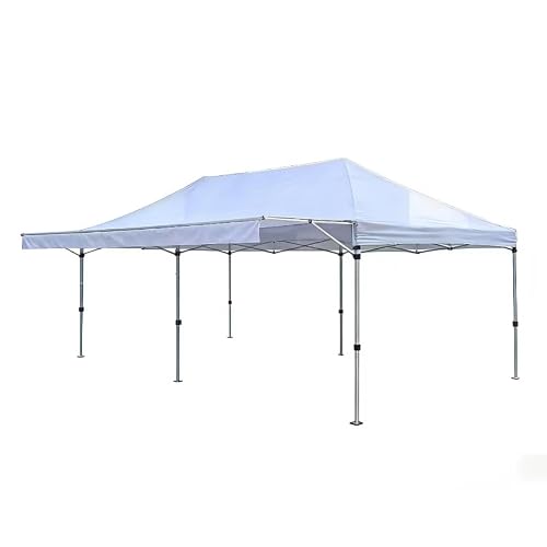 GAOMON 10x20 ft Pop Up Canopy Tent with Slant Legs & Carrying Bag, Portable Instant Shelter Includes 8x8 ft Cover, for Patio, Garden, Beach, White