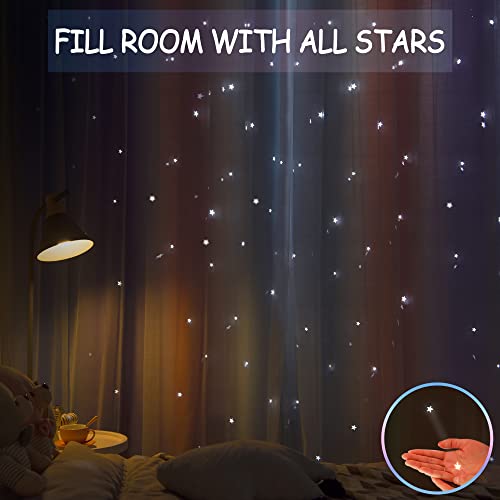 Kinryb Christmas Ombre Star Curtain For Girls Bedroom Double Layer Grommet Curtains Star Hollowed Curtain Rainbow Stripe Princess Curtains With Tie Backs Yellow/Grey 52W X 108L 2 Panels #TOP3