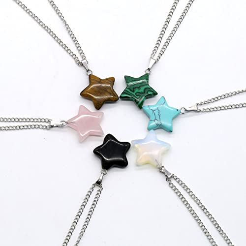 Fashewelry 50Pcs Star Stone Pendants Healing Crystal Quartz Chakra Gemstone Rock Charms Random Mixed For Necklace Jewelry Making Hole: 2X7Mm #TOP1