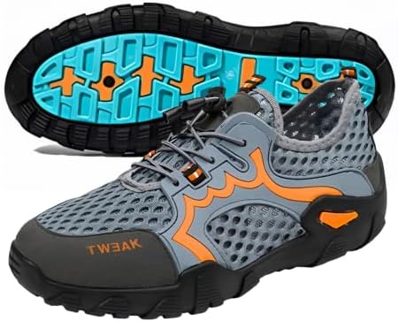 Men's Hiking Water Shoes, Quick Drying Summer Hiking Sandal Lightweight Non-Slip Trekking Shoes for Outdoor Hiking Camping Walking Grey