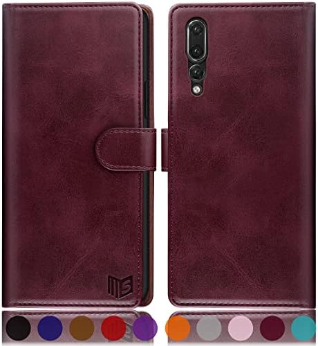 SUANPOT for Huawei P20 Pro case with [Credit Card Holder][RFID Blocking],PU Leather Flip Book Protective Cover Women Men for Huawei P20 Pro Phone case Light Brown