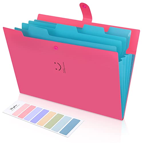 Skydue Letter A4 Paper Expanding File Folder Pockets Accordion Document Organizer (Fuchsia) #TOP1