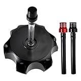 LEONTOOL Dirt Bike Gas Cap Cover with Vent Tube CNC Aluminum Alloy Compatible with SSR 110, SSR 189, CRF 150, RFZ 125, RFZ 150, YTM 200, YFM 80, XR 120, RM 125, 50cc-160cc Pit Dirt Motor Bike Black