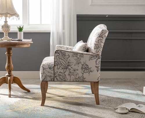 Ya-Home Modern Accent Chair Lounge Tub Armchair in Linen, Upholstered Single Sofa Occasional Leisure Chair for Bedroom/Living Room/Reading, Beige