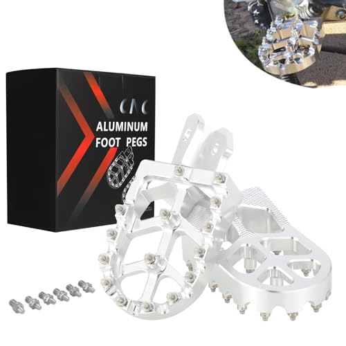 JFG RACING Dirt Bike Foot Pegs,7075 Aluminum CNC Pedals Rests for Surron Light Bee X and S/E Ride Pro S SS SR/CRF150F CRF230F 03-19/CRF250F 19-24/XR150L 15-24/KDX200 83-94-Silver