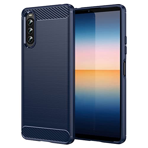 Coque Sony Xperia 10 IV anti-rayure et absorption des chocs texture carbone bleue