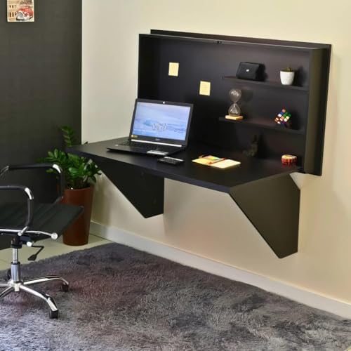 Mesa Home Office Escrivaninha Dobrável Preto