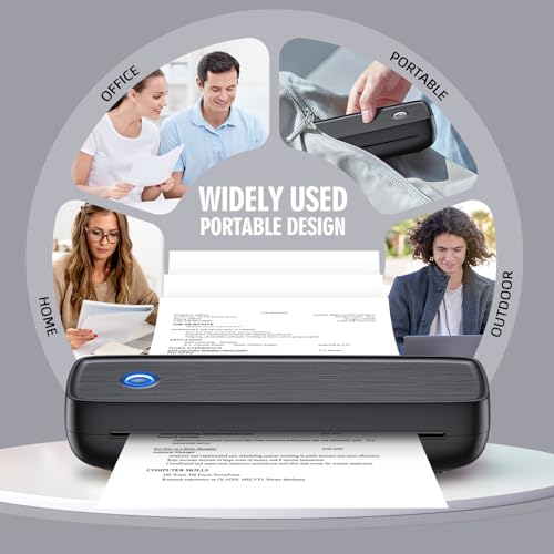 Image of Portable Thermal Printer, Wireless & Bluetooth Mini Inkless Printer for Travel, Office, Home, Supports 8.5x11inch, Compatible with iPhone, Android, Laptop