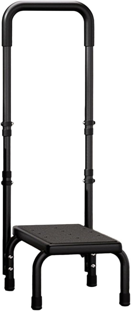 Step Stools for Seniors - Height Adjustable Heavy Duty | Wide Kitchen Step Stool with Grab Handle | 95.6x41x29.3cm Carbon Steel & PU | Non-Slip 3300g Portable Stool | for Bathtub Shower & Closet