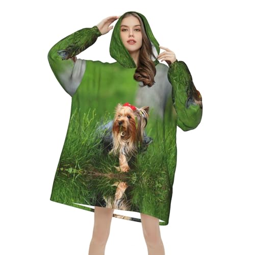Couverture à capuche Yorkshire Terrier pour femme en flanelle - 7