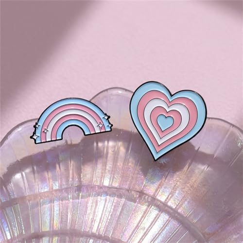 Image of 5PCs Trans Rights Are Human RightsTransgender Pride Heart Shape Lapel Pin Brooches Pins Badge Brooch Button Badges Heart Organ Rainbow Enamel Brooch Pin Cartoon Milk Box Words Pin Jewelry Gift for Women Girls