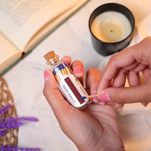 Image of Sage & Herbs 40 Small Matchsticks | Organic Matchsticks | Multipurpose Use | for Home, Temple & Office Use | Long Burn Time | Borosilicated Cork Jar Packing (Blue, Small) (Pack of 2)