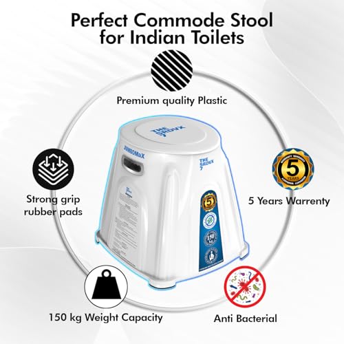 Image of Indian to Western Toilet Converter | Commode Chair for Toilet Adult | Heavy Duty Toilet Seat for Elderly Handicap | Portable Western Commode with 5 Years Warranty -White