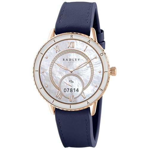 Reloj inteligente RADLEY serie 57 de alta gama con exclusiva correa de cuero y silicona azul 1