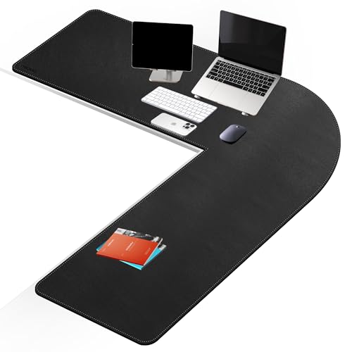 Mydours 61インチ x 61インチ x 20インチ 超大型デスクマット L字型スタンディングデスク用フルマウスパッド PUレザー表面両面マット L字型の大型デスク用 拡張カバー 自宅やオフィスに対応