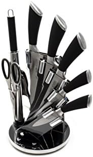 Ross Henery Professional Stainless Steel 8 Piece Kitchen Knife Set, with Rubberised Grip Handles, in Acrylic Stand