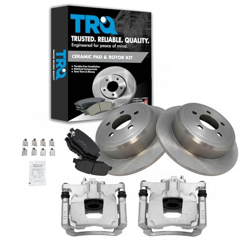 Image of TRQ Rear Brake Pad and Rotor Set Ceramic Rotors Calipers