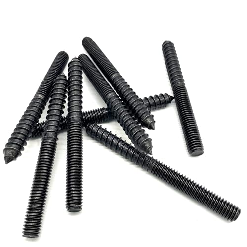 Image of 8 Pack 3 /8-16 x 4 Inch Black Hanger Bolts 3 /8-16 inch Double Headed Bolts 3 /8 Wood Dowel Screw Self-Tapping Screw Hanger Bolts for Furniture Screws Double Screw Threaded Rods Bolt 100mm Length