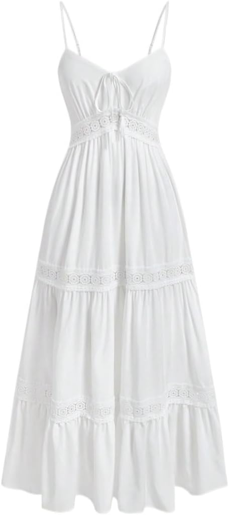 Women's 2025 Casual Cami Slip Dress Lace Spaghetti Strap Dress for Women