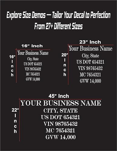 Set of 2 Your Own Custom Business Name Vinyl Lettering Decal - Custom US DOT Numbers for Truck Registration, USDOT, DOT, GVW, VIN, MC - Vinyl Waterproof, UV Resistant Stickers