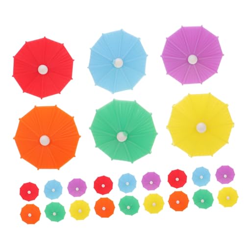 Cabilock 24pcs Umbrella Drink Markers for Wine Glasses Labels and Reusable Charms for Parties Heat Resistant Wine Identifiers for Celebrations and Gatherings