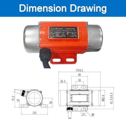 XINJIAHONG Concrete Vibrator Industrial Vibration Motor Single Phase AC 110V 3600rpm 100w Motor Vibrating Tool For Silo Hopper Shaking Table (100W)