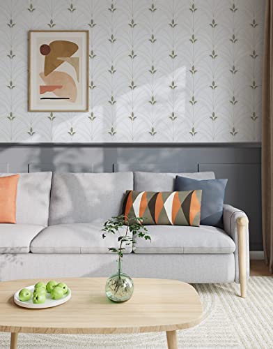 Peel And Stick Wallpaper White Geometric Contact Paper Sector Pattern Wallpaper Self Adhesive Wallpaper Decorative Wall Bedroom Vinyl Roll17.7"X118.1" #TOP7