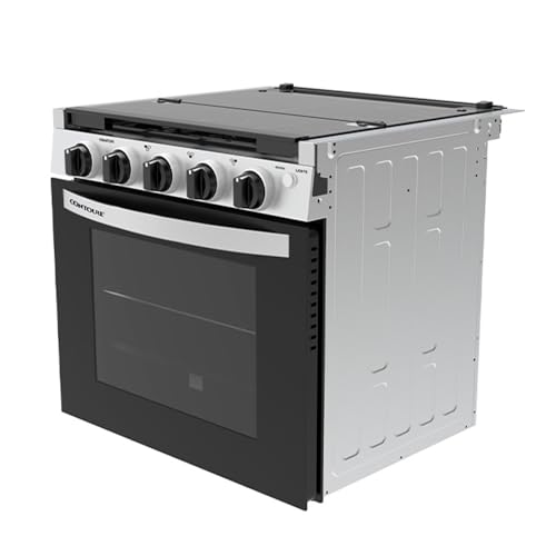RV 3-Burner Drop-In Gas Range 21" | Black with Stainless Steel Accents | Stylish LED Knobs | Easy-Clean Oven | Propane-Powered | CSA Certified | GR-21BTC