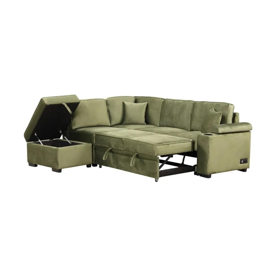 87 4 Sleeper Sofa Bed 2 in 1 Pull Out Sofa Bed L Shape Couch with Storage Ottoman