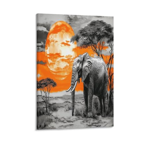 Impression sur toile éléphant moderne - Tableau décoration murale salon et bureau 50x75